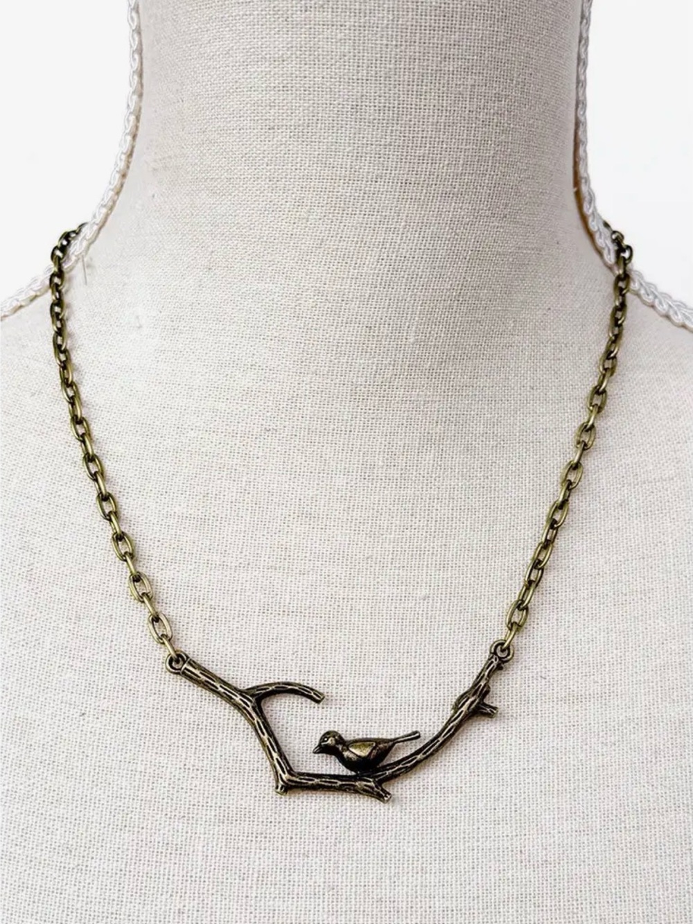 Soma Brass Bird on Branch Necklace